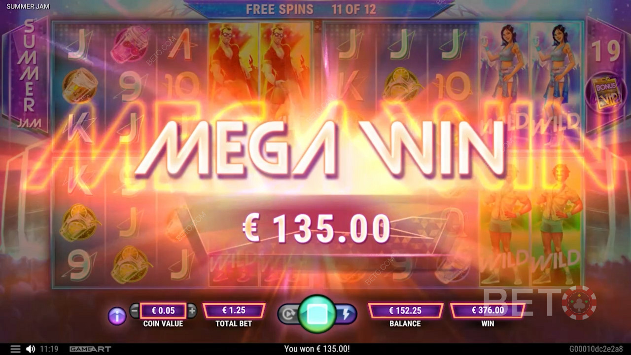 Enjoy huge wins with the Free Spins in Summer Jam slot machine