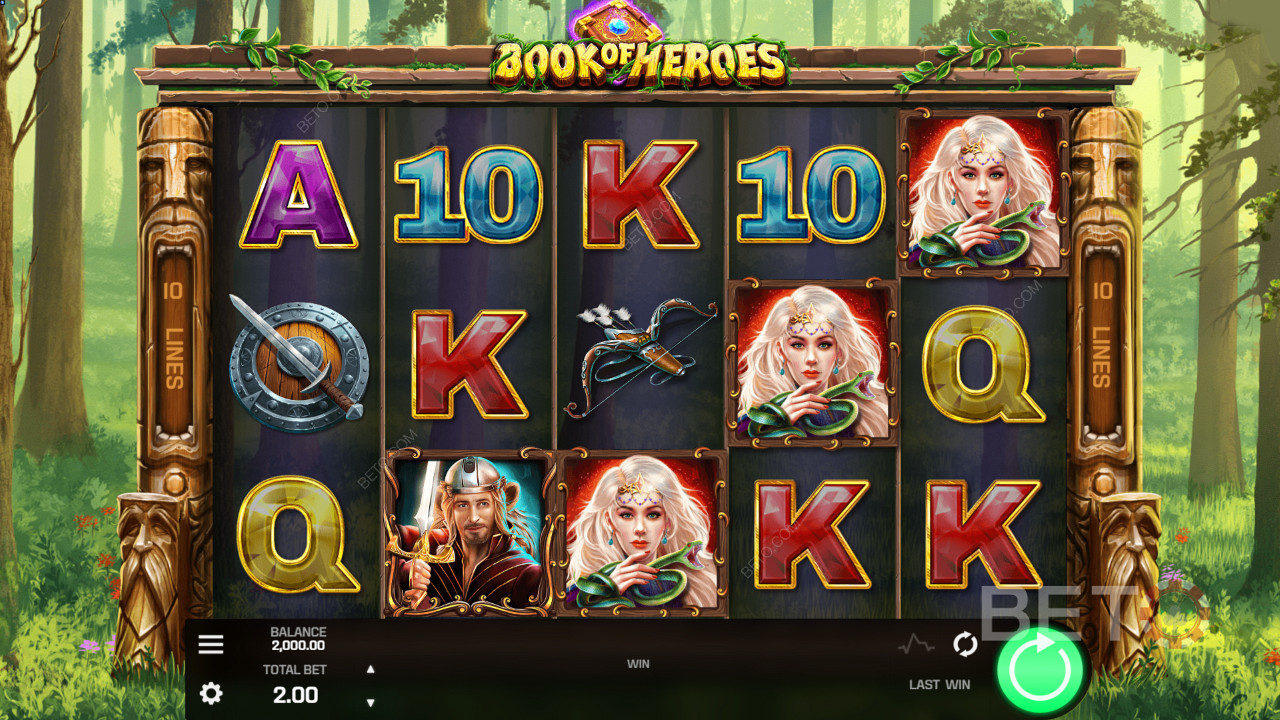 Enjoy a mythical and beautiful theme in the Book of Heroes online slot