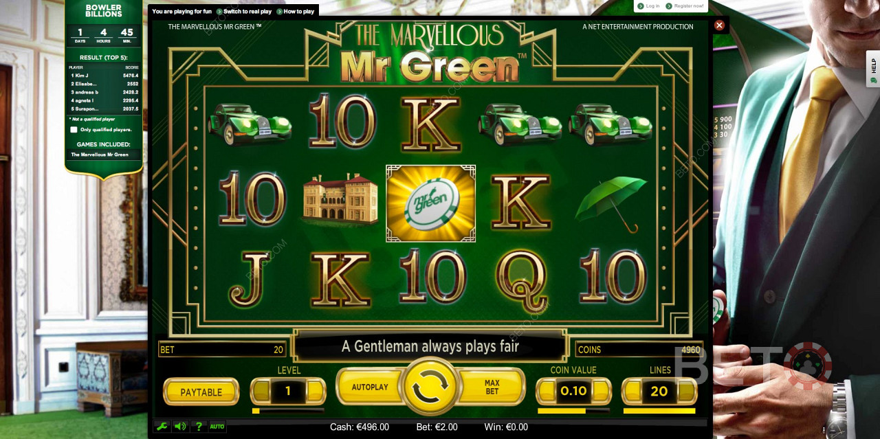 Il posto migliore per giocare alle slot online è il sito di gioco Mr Green.