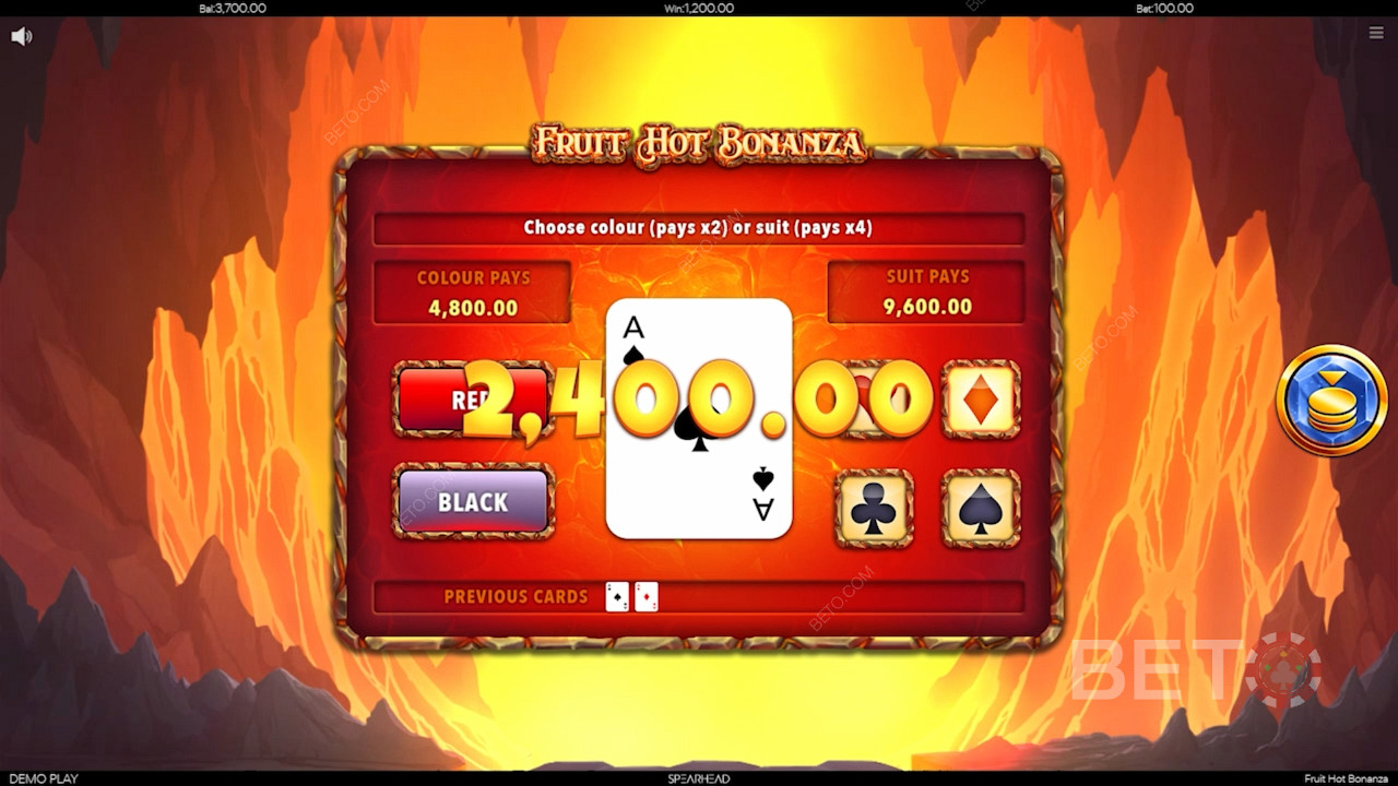 Play Fruit Hot Bonanza and try the gamble feature