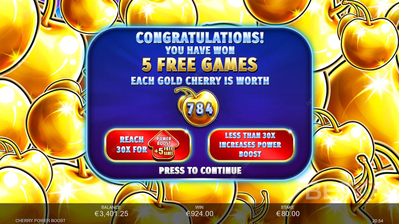 Win 2,500x Your bet in the Cherry Power Boost Online Slot!
