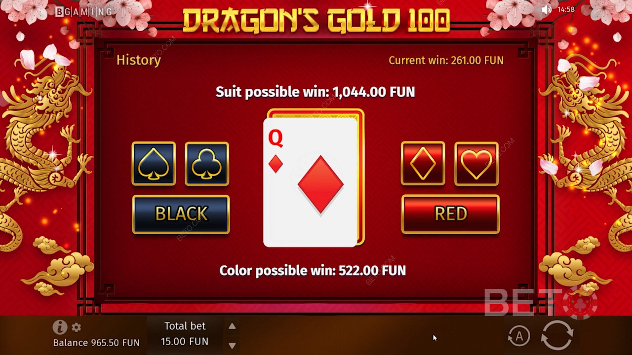 Special Gamble bonus in Dragon