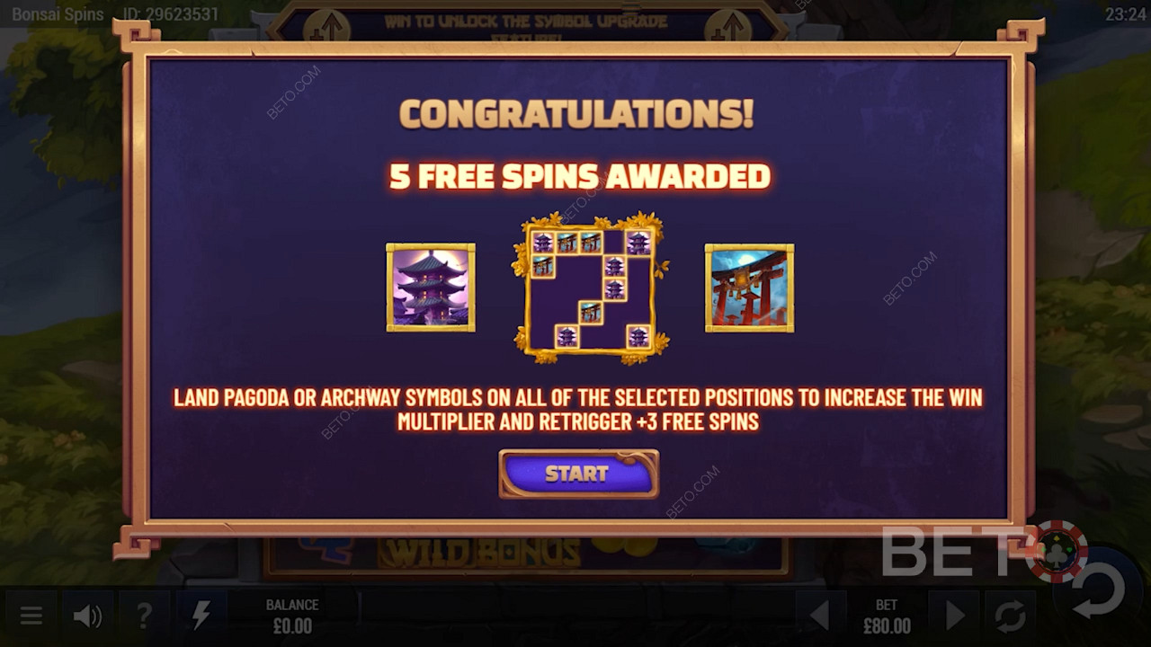 Winning some free spins in Bonsai Spins