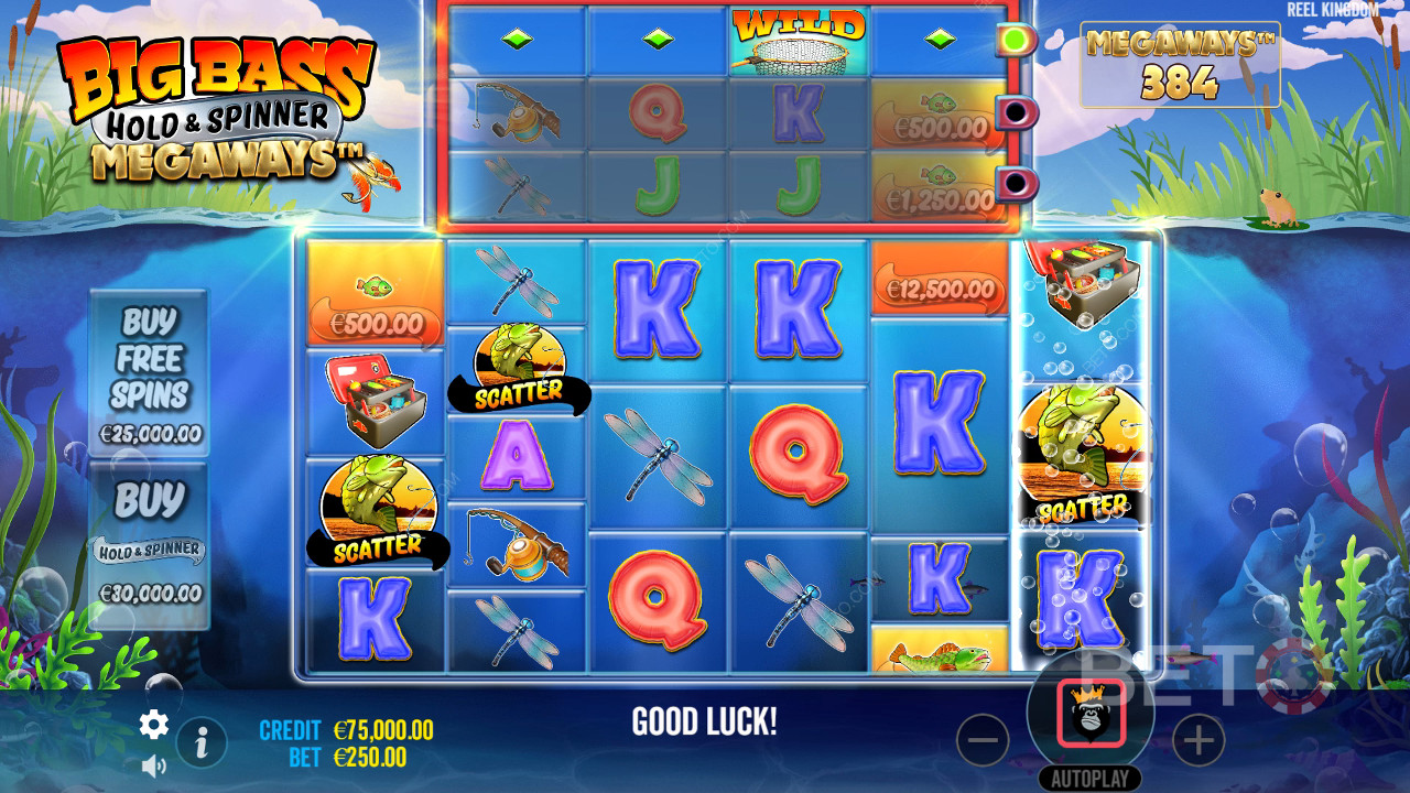 Win 20,000x Your bet in the Big Bass Hold and Spinner Megaways Slot!