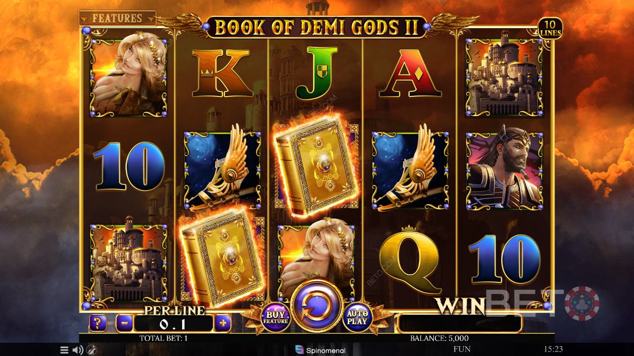 Book of Demi Gods 2 slot with free spins, Wilds, respins, and several other features