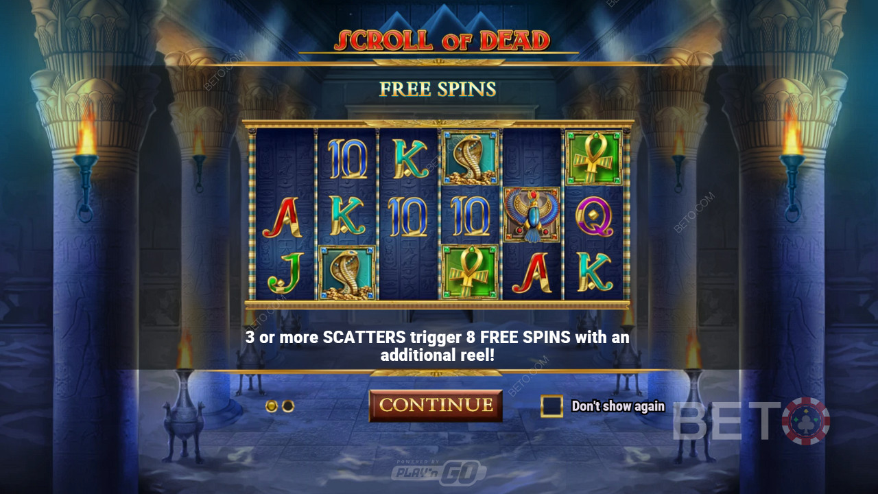 Triggering the Free Spins mode also rewards players with 8 bonus spins