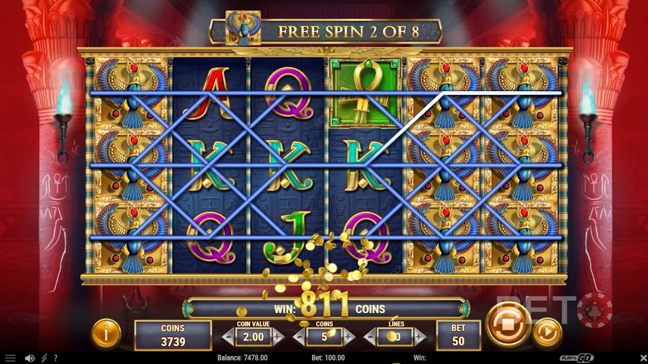 An extra 6th reel is added to the grid upon triggering the Free Spins bonus feature