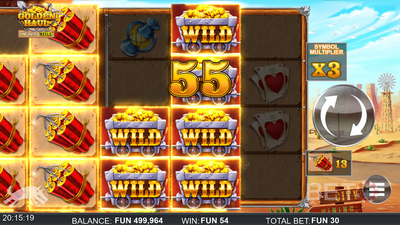 Get huge wins through Wilds and Infinity Reels