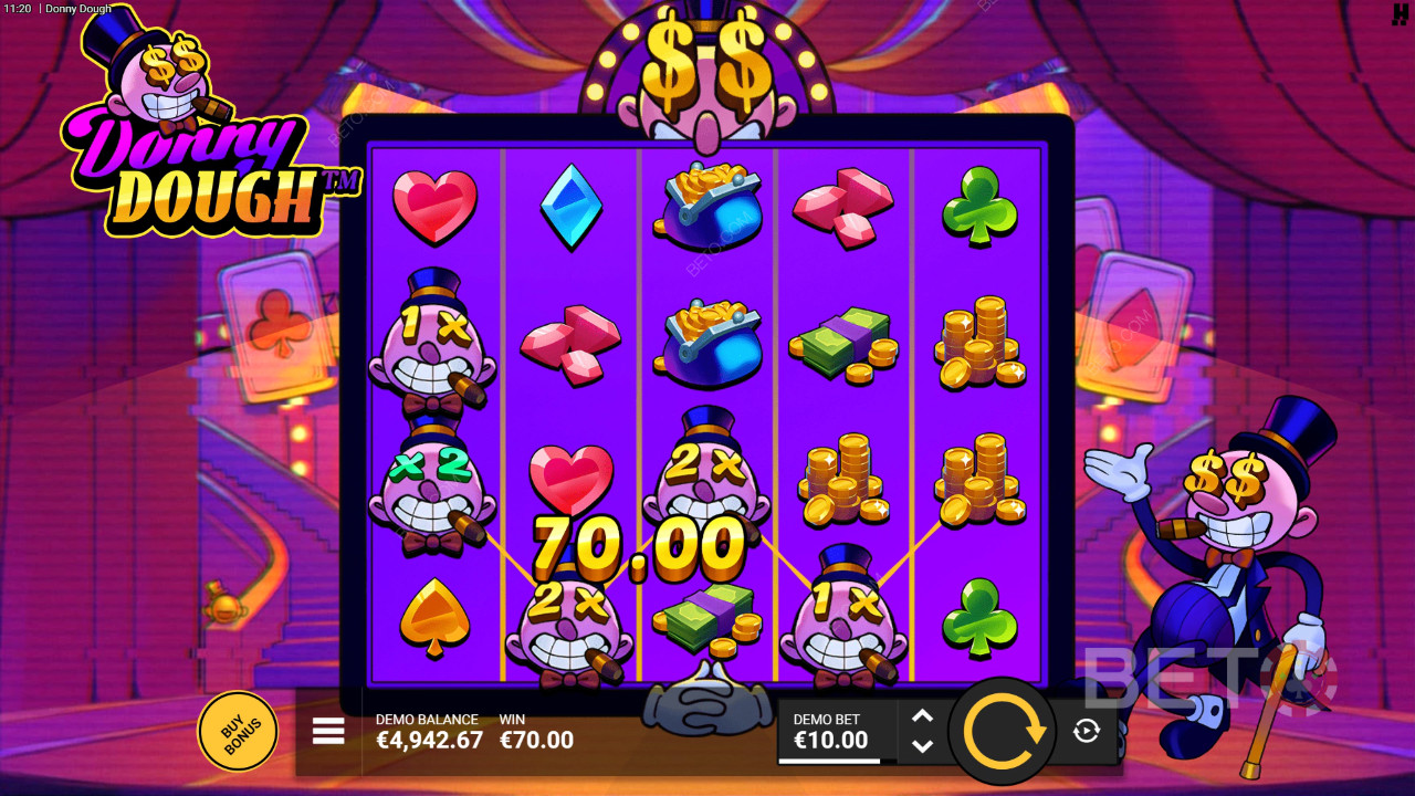 Win 10,000x Your bet in the Donny Dough Slot Machine!