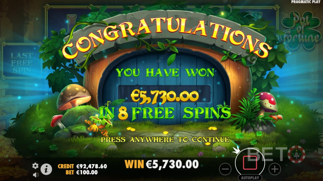 Win 5,000x Your bet in the Pot of Fortune Slot Machine!