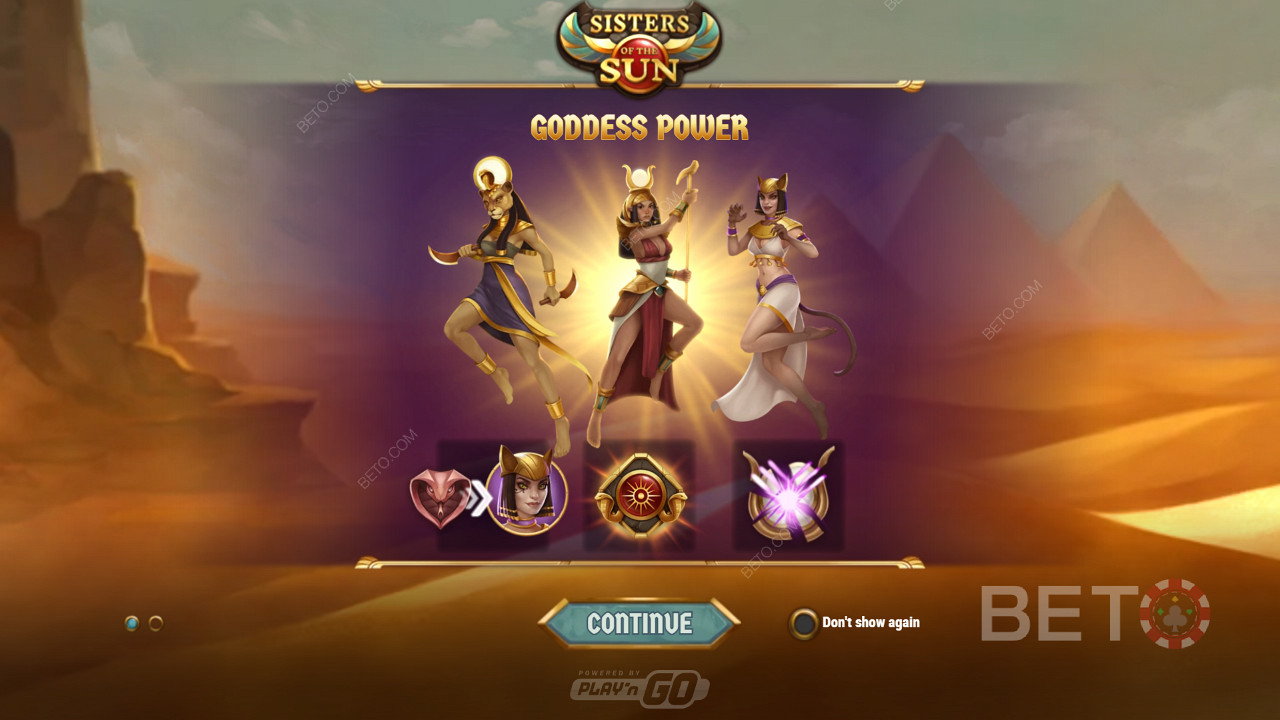 Convert non-winning spins into winning spins through the Goddess Power feature