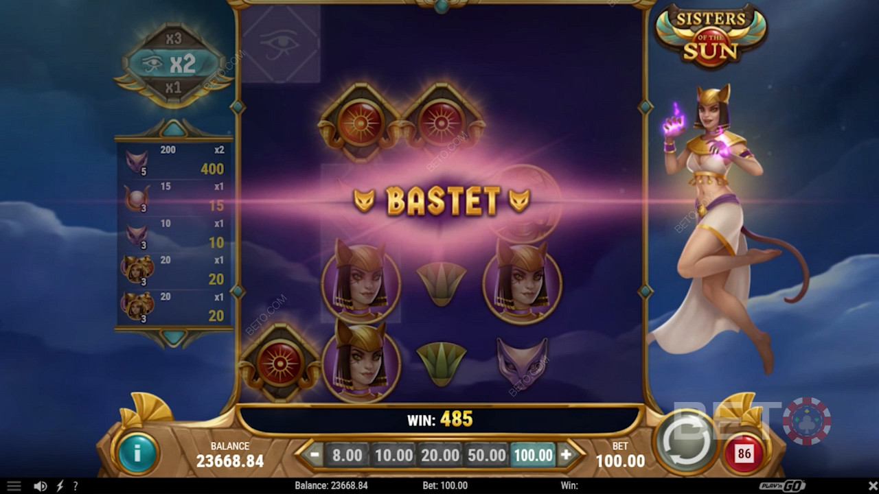 Experience the power of the Sisterhood feature in Sisters of the Sun slot