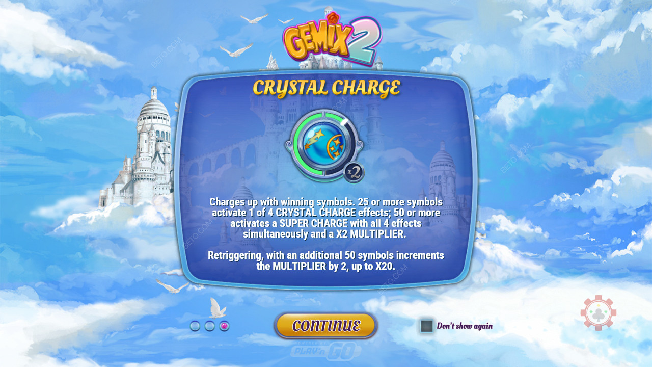 Charge the meter with winning symbols and trigger Crystal Charge effects in Gemix 2 slot