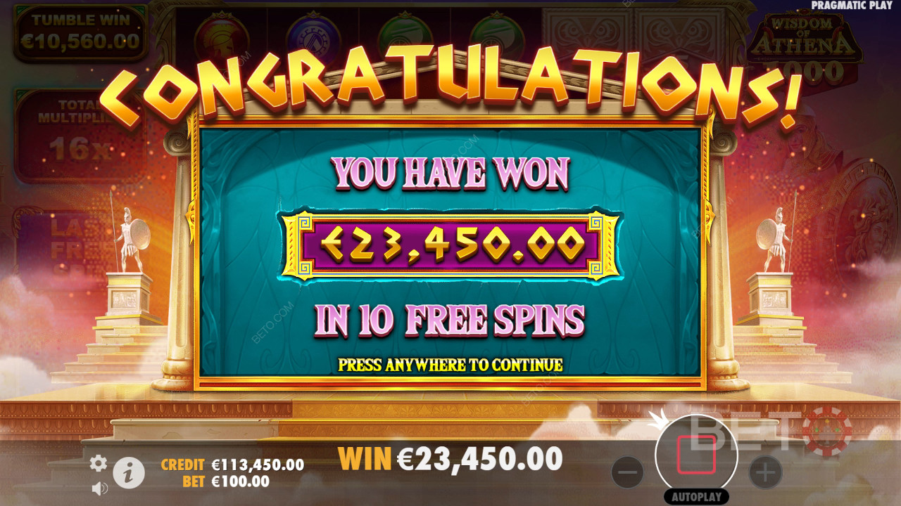 Win 10,000x Your bet in the Wisdom of Athena 1000 Slot!