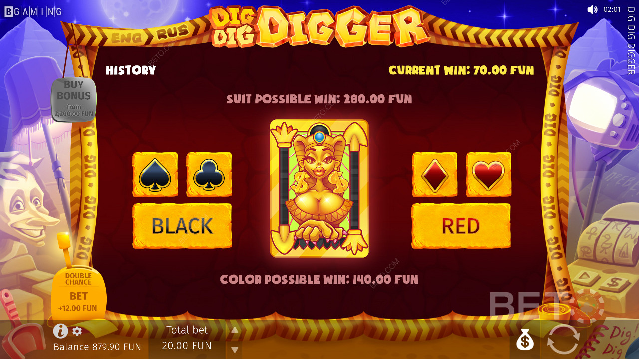 The Gamble feature is a risky yet highly rewarding double-or-nothing mini-game