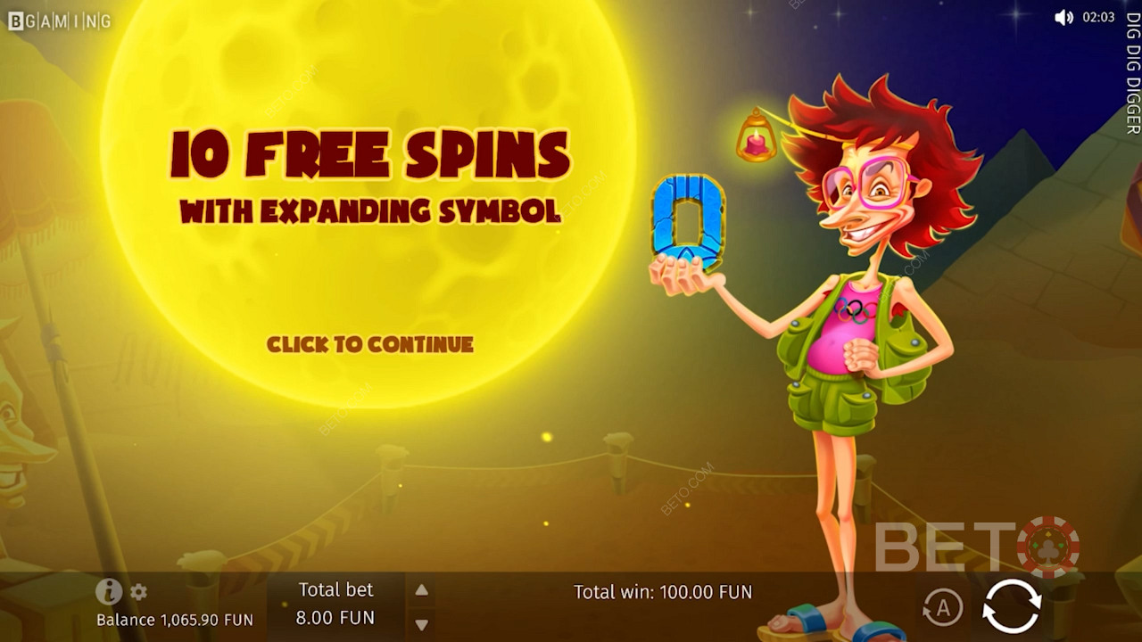Triggering the Free Spins bonus round grants players with 10 free spins