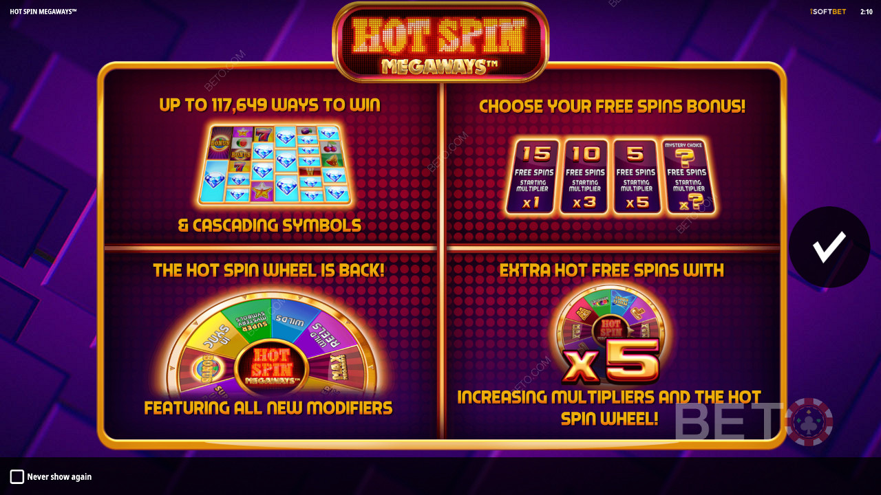 Intro screen of Hot Spin Megaways