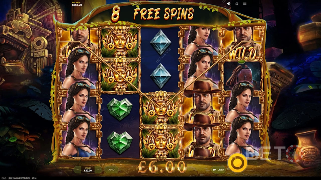 The Wild symbols remain sticky on the reels during the Free Spins mode