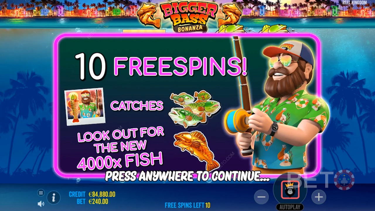 Trigger 10 Free Spins with the Max Win of 4,000x of your bet
