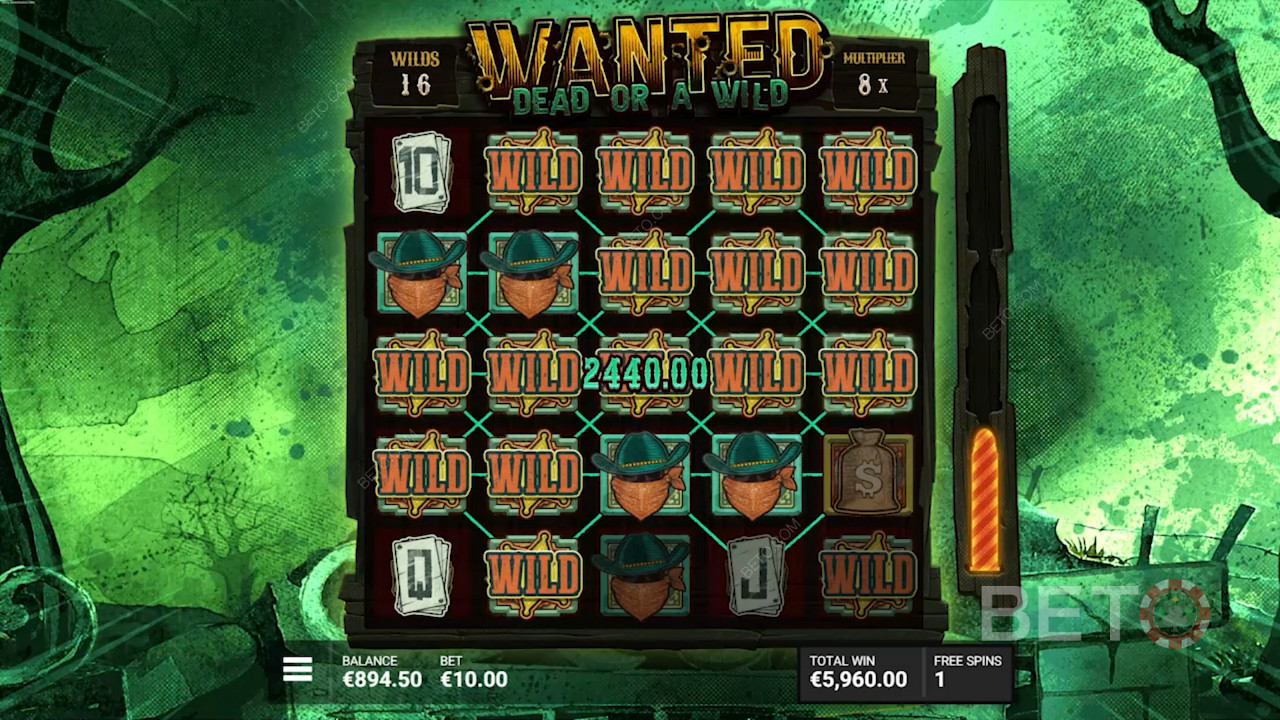 Wide gaming grid offered in Wanted Dead or a Wild