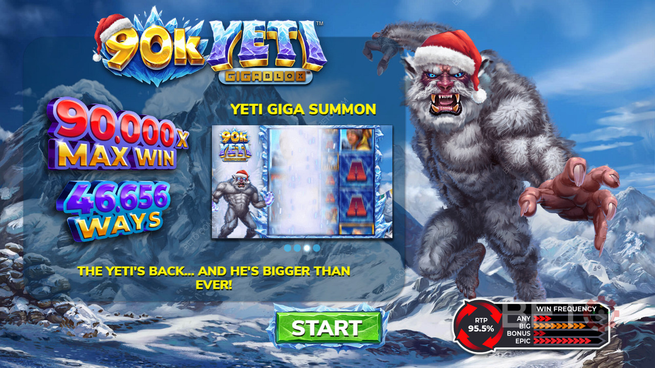 Enjoy a Max Win of 90,000x of your bet in 90k Yeti Gigablox slot