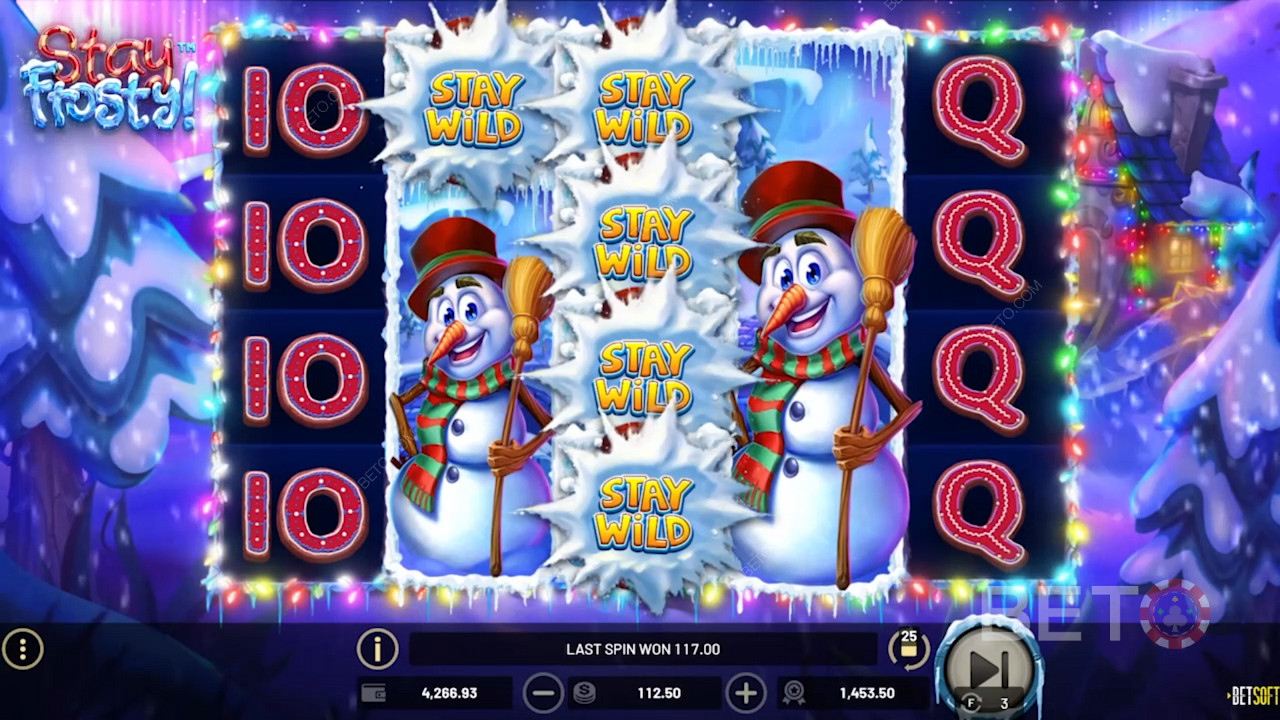 Wide gaming grid in Stay Frosty! with 5 reels and 4 rows