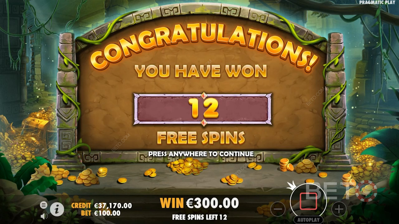 Enjoy 12 Free Spins with retriggers in John Hunter and the Quest for Bermuda Riches slot