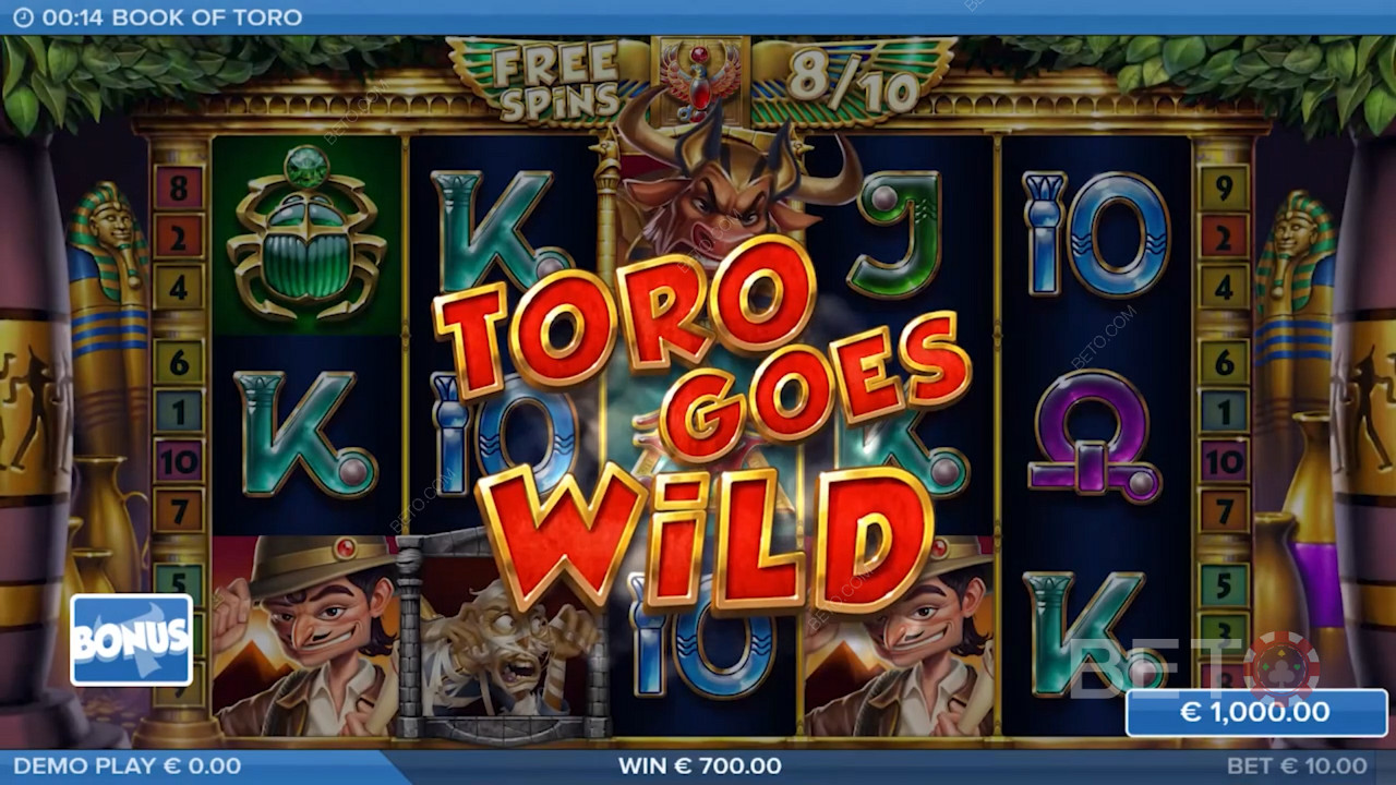 Enjoy the classic Toro Goes Wild feature seen in other Toro slots