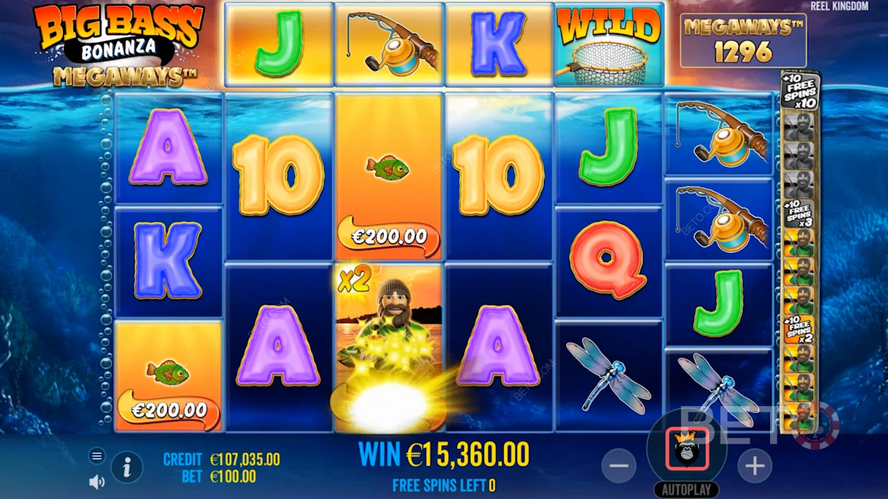 Collect the Fisherman symbols and retrigger Free Spins in Big Bass Bonanza Megaways slot