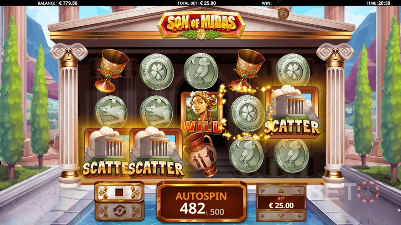 Land 3 Scatter symbols to trigger the Free Spins round in Son of Midas Extreme 7