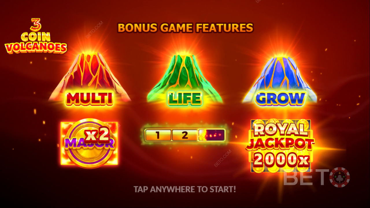 Win 2,000x Your bet in the 3 Coin Volcanoes Slot Online!