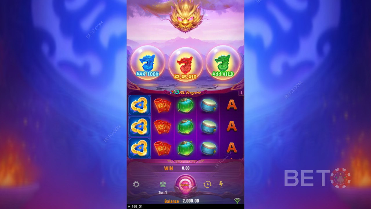 Win 10,000x Your bet in the 3 Pot Dragons Online Slot!