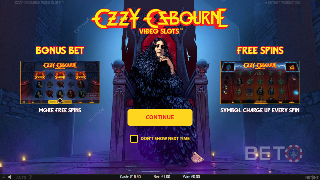 Enjoy Bonus Bet and Free Spins in Ozzy Osbourne slot machine