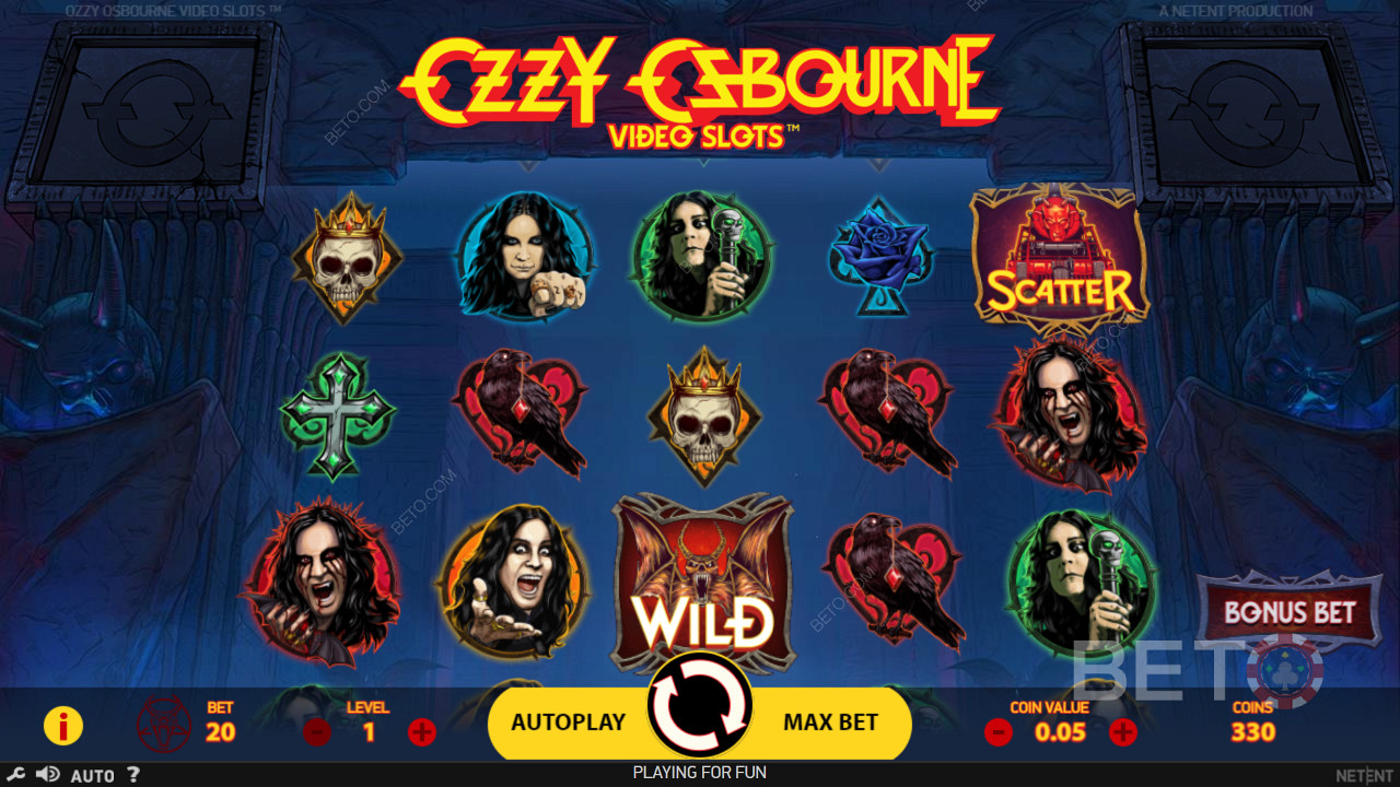 Enjoy a theme that focuses on the famous Ozzy in Ozzy Osbourne online slot