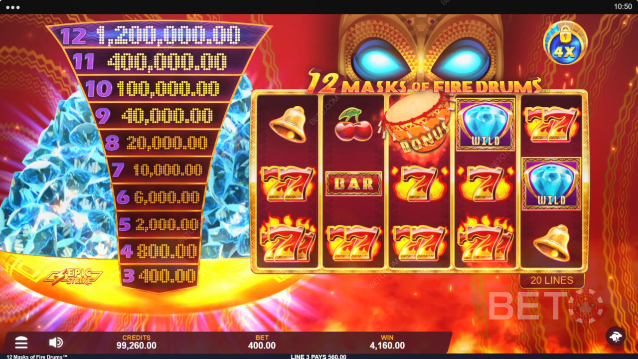 12 Masks of Fire Drums Free Play