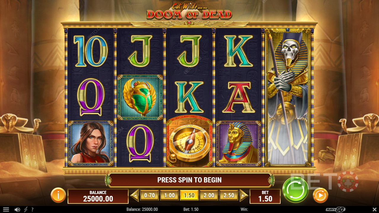 Enjoy the Egyptian theme in Cat Wilde and the Doom of Dead online slot