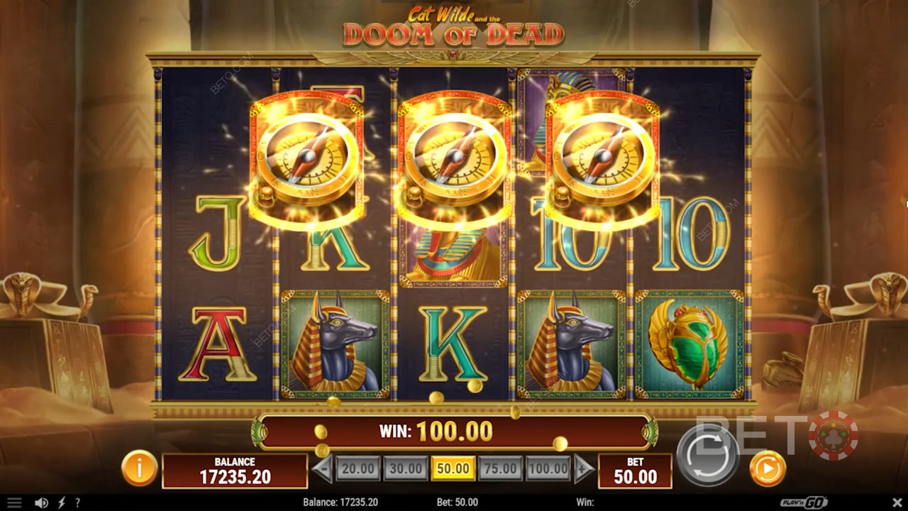 Land 3 Scatters to trigger Free Spins in Cat Wilde and the Doom of Dead slot