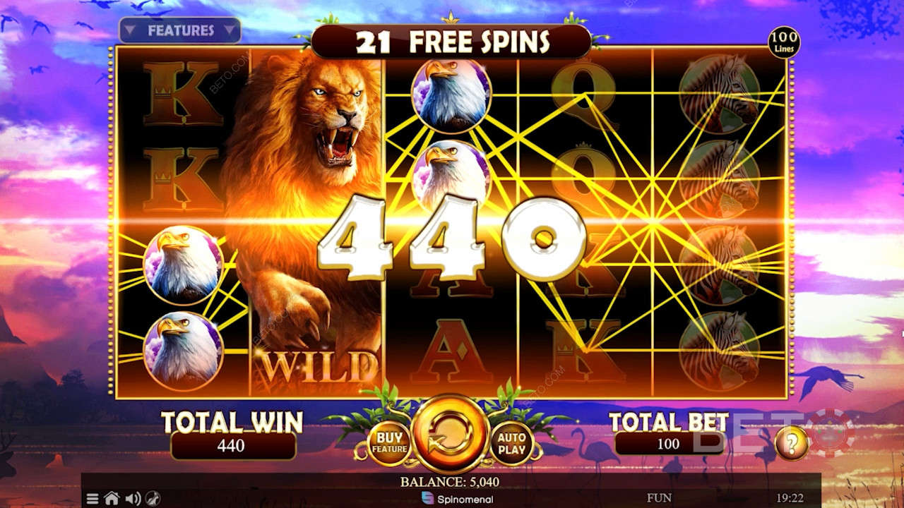 Up to 100 active paylines in African Fortune slot