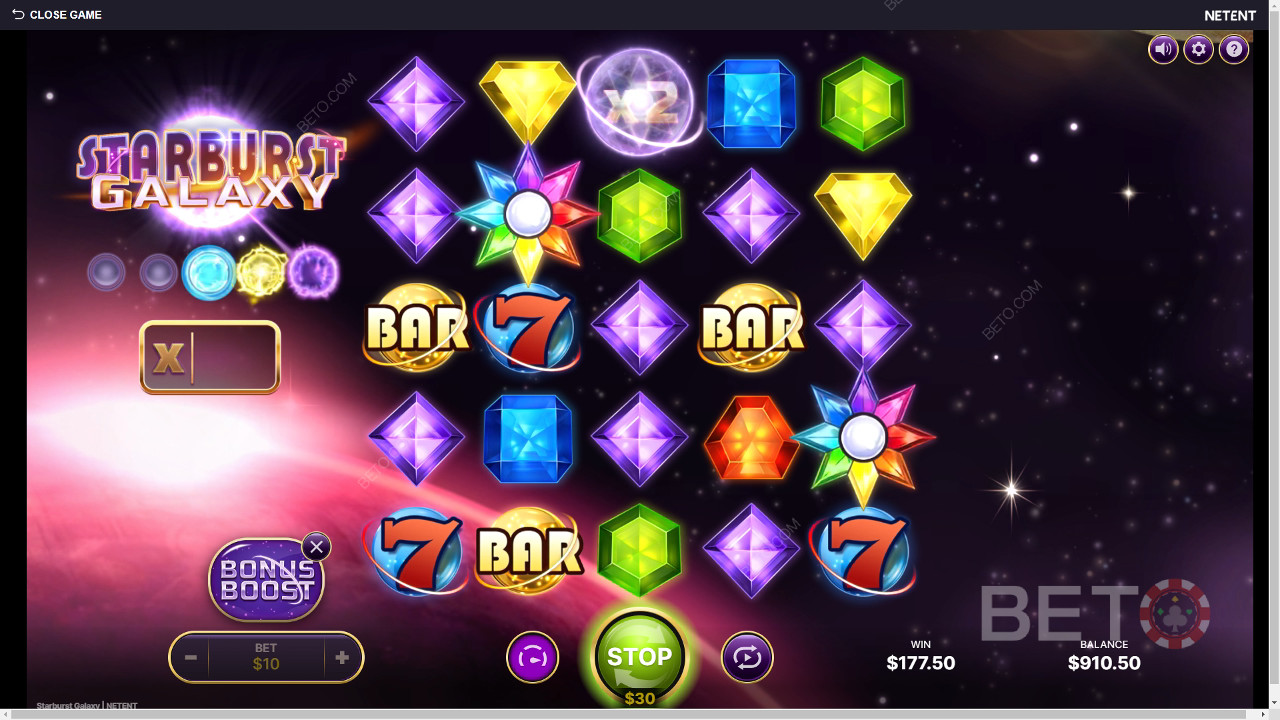 Win 25,000x Your bet in the Starburst Galaxy Slot!