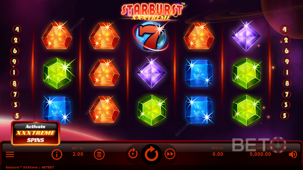 Click on activate XXXtreme Spins to enjoy guaranteed Wilds in the Starburst XXXtreme slot