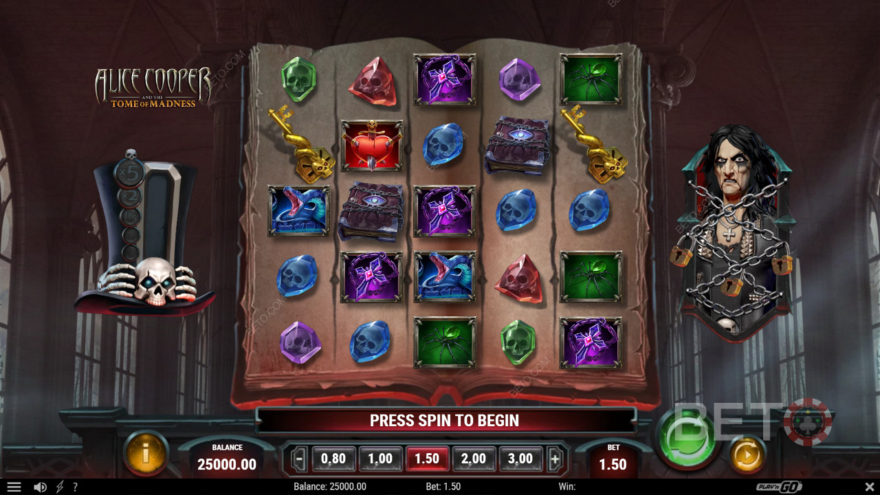 Enjoy a horror theme in Alice Cooper and the Tome of Madness slot