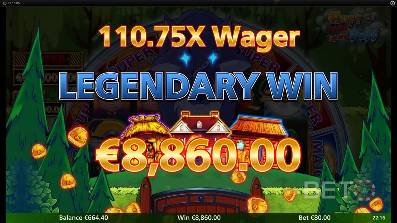 Win 7,500x Your bet in the Huff N’ Even More Puff Slot Machine!