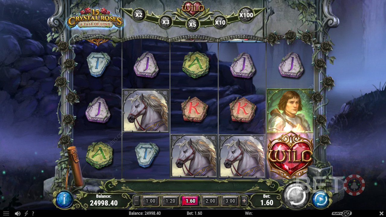 Enjoy normal and Multiplier Wilds in 15 Crystal Roses: A Tale of Love slot