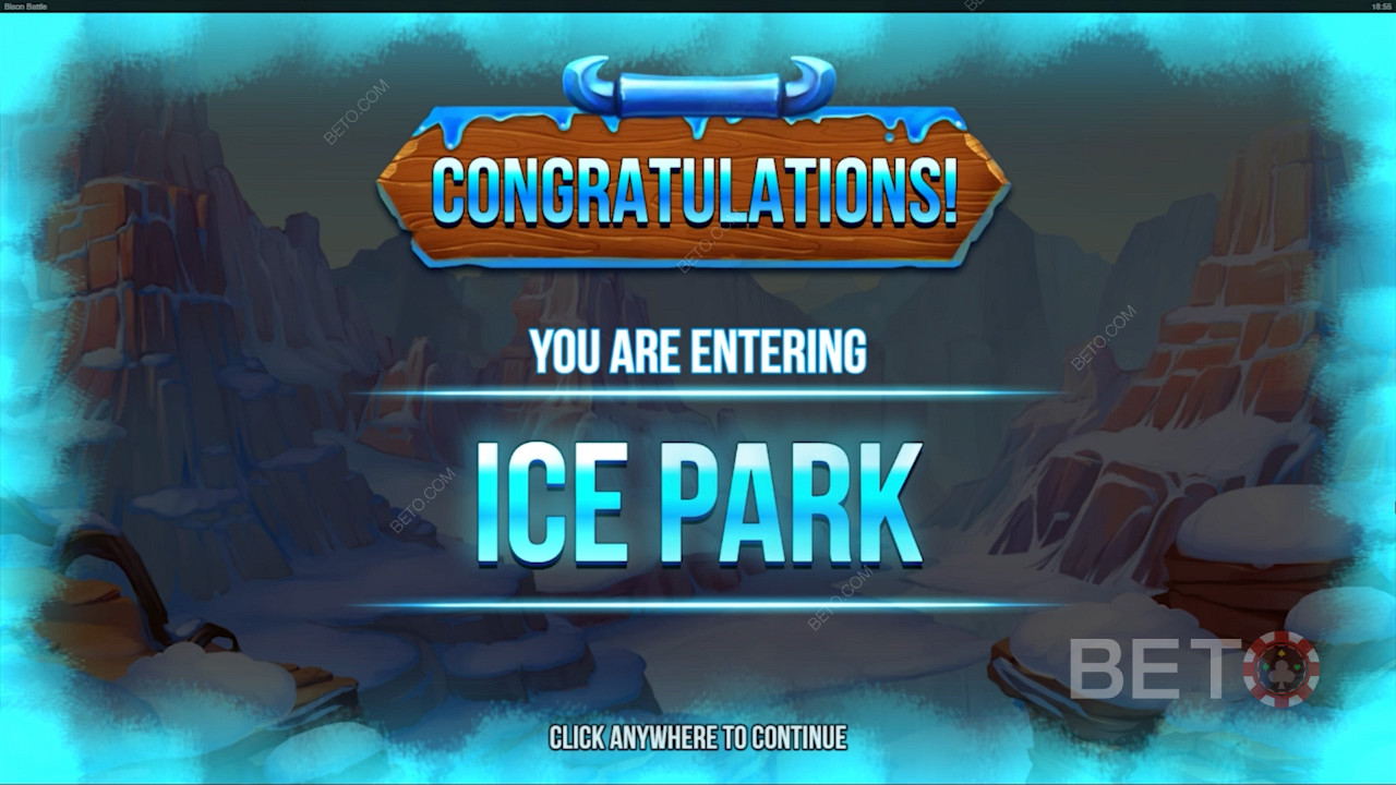 Land the Blue & Red Bison Scatter symbols to unlock the Ice Park bonus feature