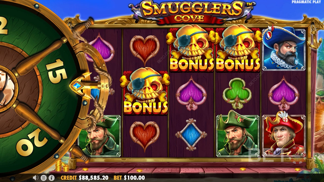 Bonusrunde på Smugglers Cove online spillemaskinen