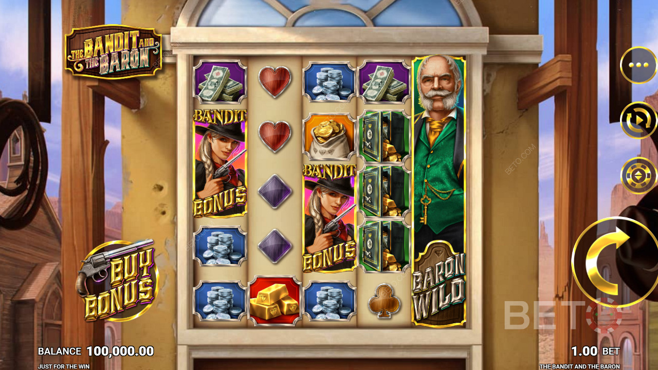 Prepare to run wild in the Western towns of The Bandit and the Baron slot