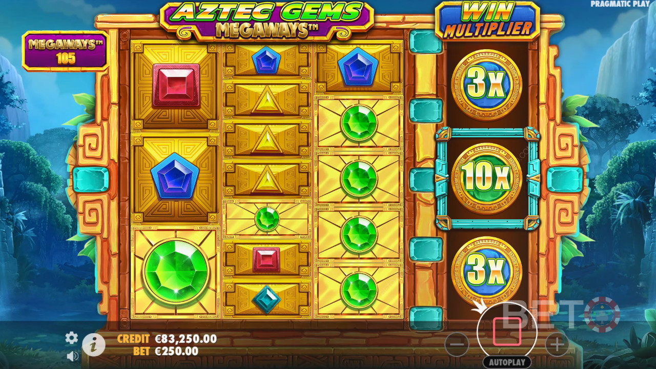 Screenshot van een populaire slotgame interface met inzet- en speelknoppen