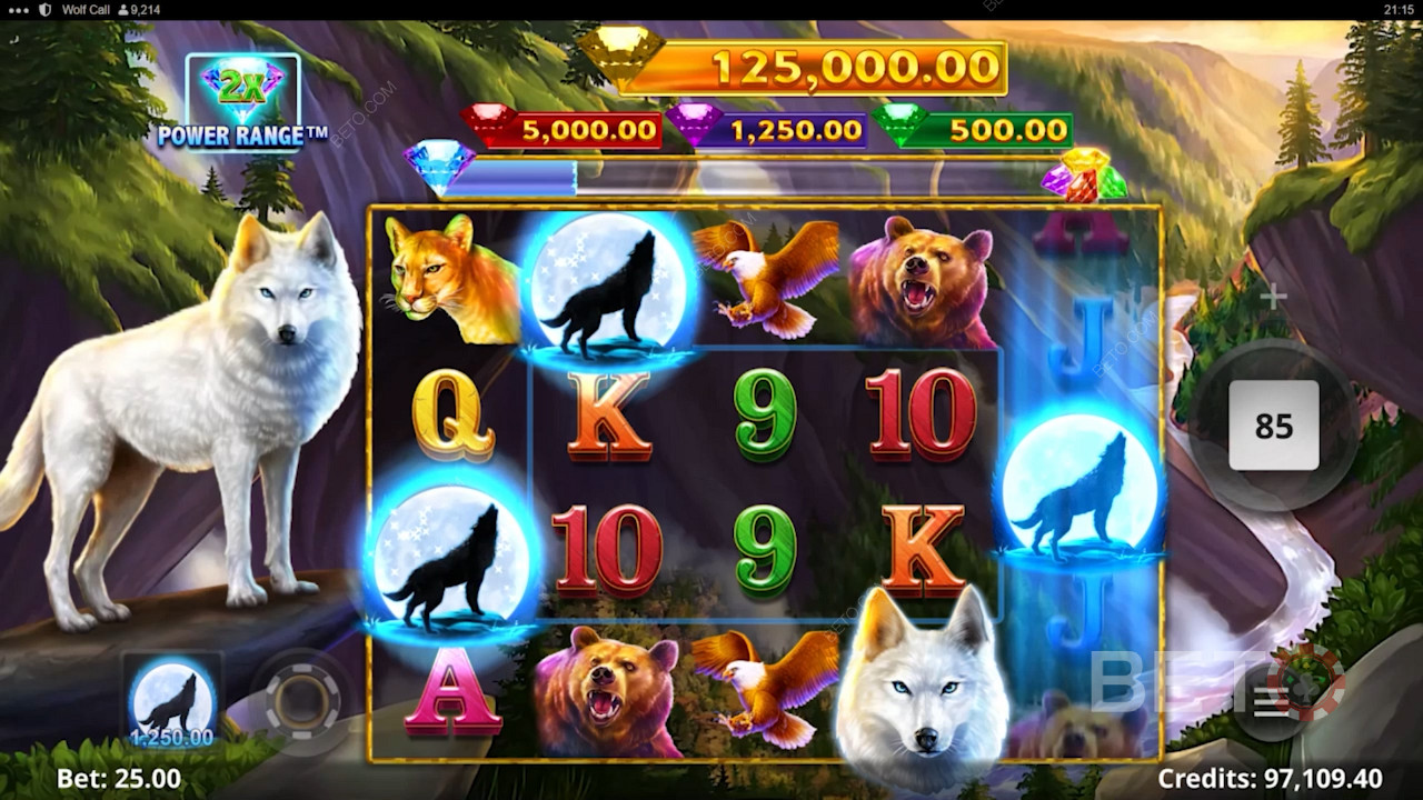 Roam the wilderness of Africa amongst majestic beasts in the Wolf Call slot