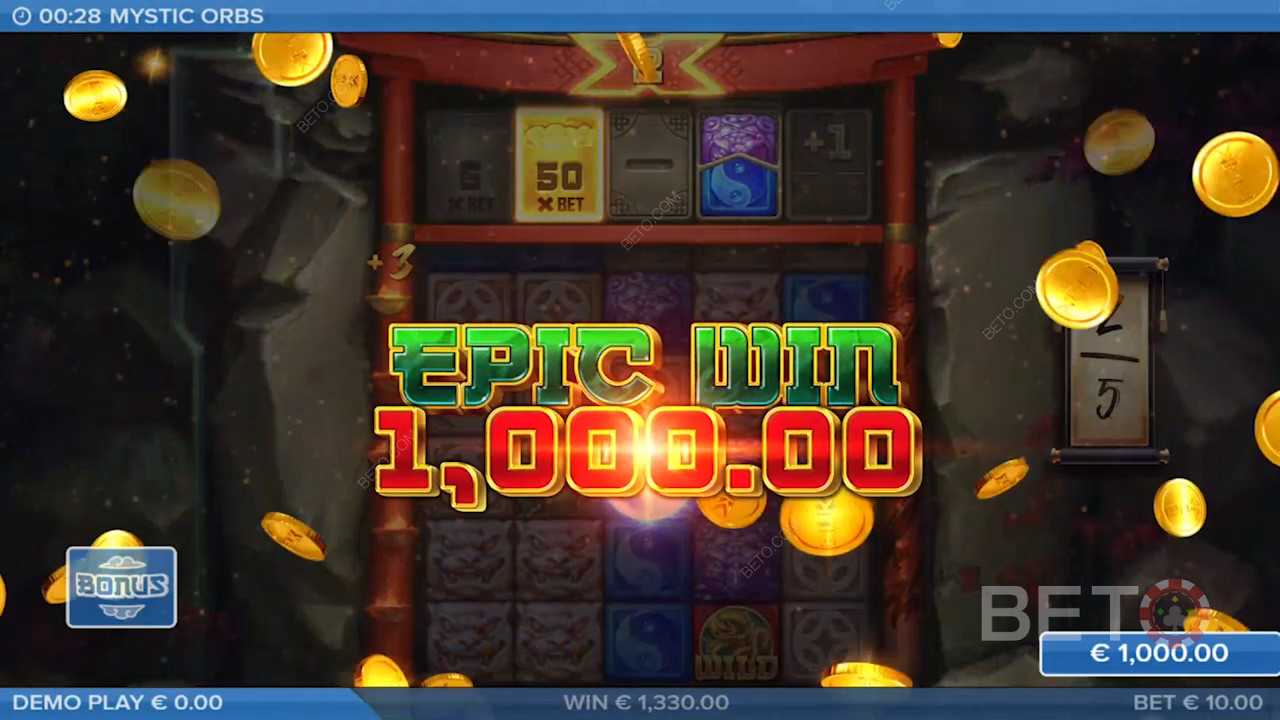 Play now and win cash prizes worth up to 10,000x the stake