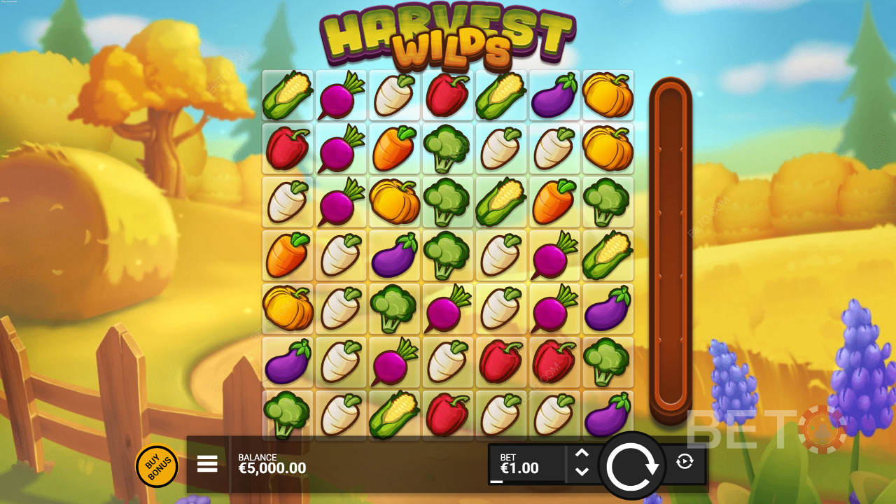 Enjoy the farm theme in the Harvest Wilds online slot